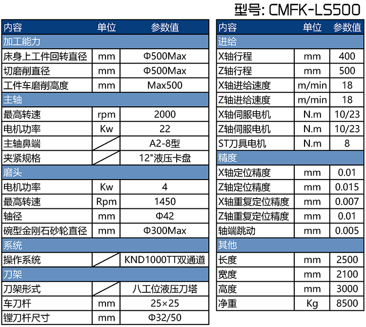 刹车盘磨床CMFK-LS500参数表