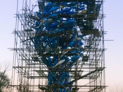 武汉路口龙卷鱼群雕塑 彩绘不锈钢鱼雕塑摆件图2