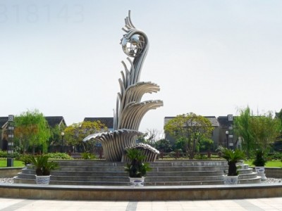 绍兴东方山水巨浪雕塑 不锈钢管焊接异形雕塑定制图2