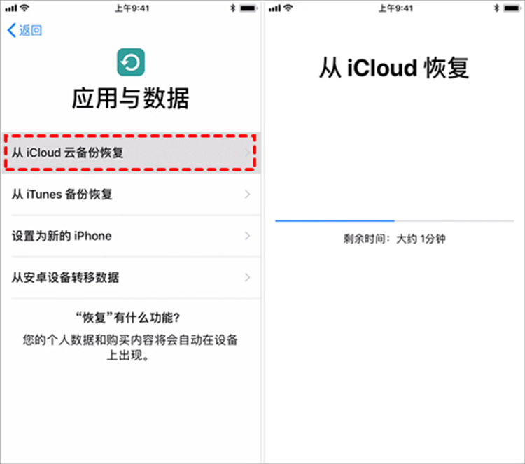 从iCloud云备份恢复