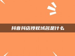 抖音抖店授权域名是什么