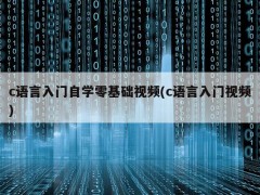 c语言入门自学零基础视频(c语言入门视频)