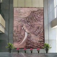 扬州室内外景观紫铜浮雕 长城景壁画