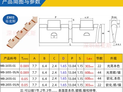 卡装式簧片 EMI铍铜簧片 美国材料 免费样品 可替换97-655图4