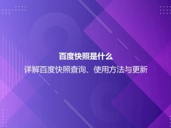 百度快照是什么？详解百度快照查询、使用方法与更新